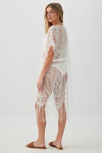 Cache-maillot mi-long à franges