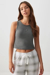 Ardene Graphic PJ Tank in Dark Grey | Size | Cotton/Elastane | Eco-Conscious