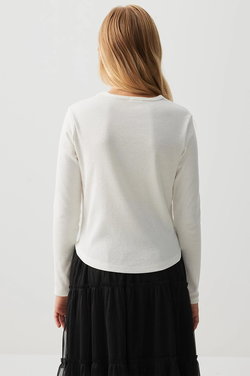 Haut à manches longues en pointelle boucle