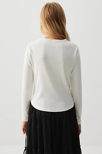 Haut à manches longues en pointelle boucle