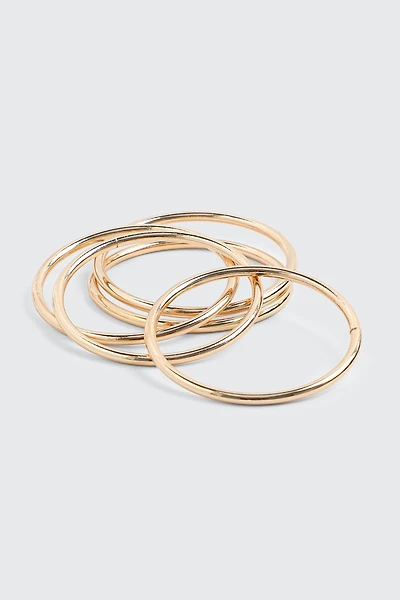 Ardene 5-Pack Tube Bangles in Gold