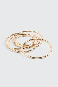 Ardene 5-Pack Tube Bangles in Gold