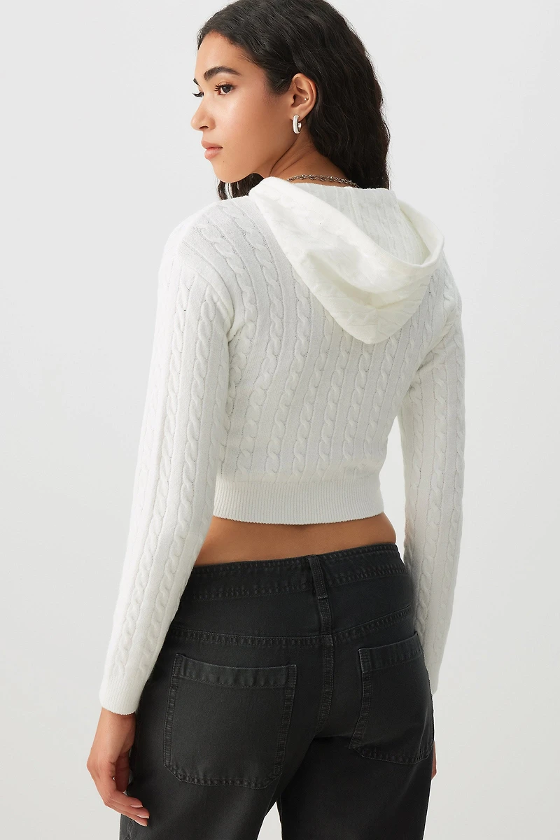 Veste à capuchon en tricot torsad