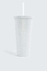 Gobelet à strass avec paille