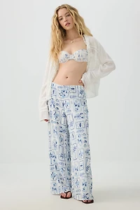 Ardene Crinkled Mid Rise Flowy Pants | Size | Polyester/Rayon