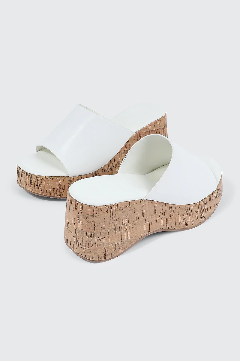 Sandales à glissière plateformes en liège