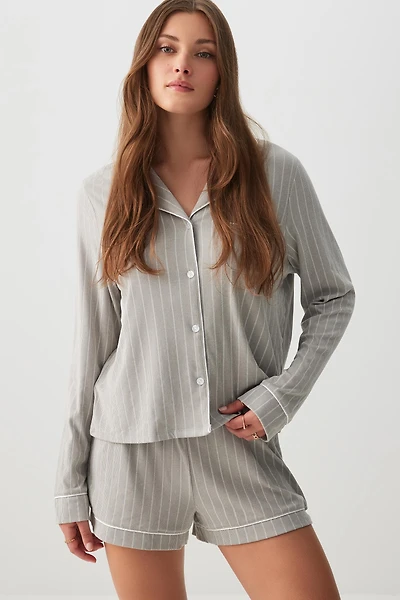 Ardene Super Soft Long Sleeve PJ Set in Grey | Size Large | Polyester/Spandex | Eco-Conscious