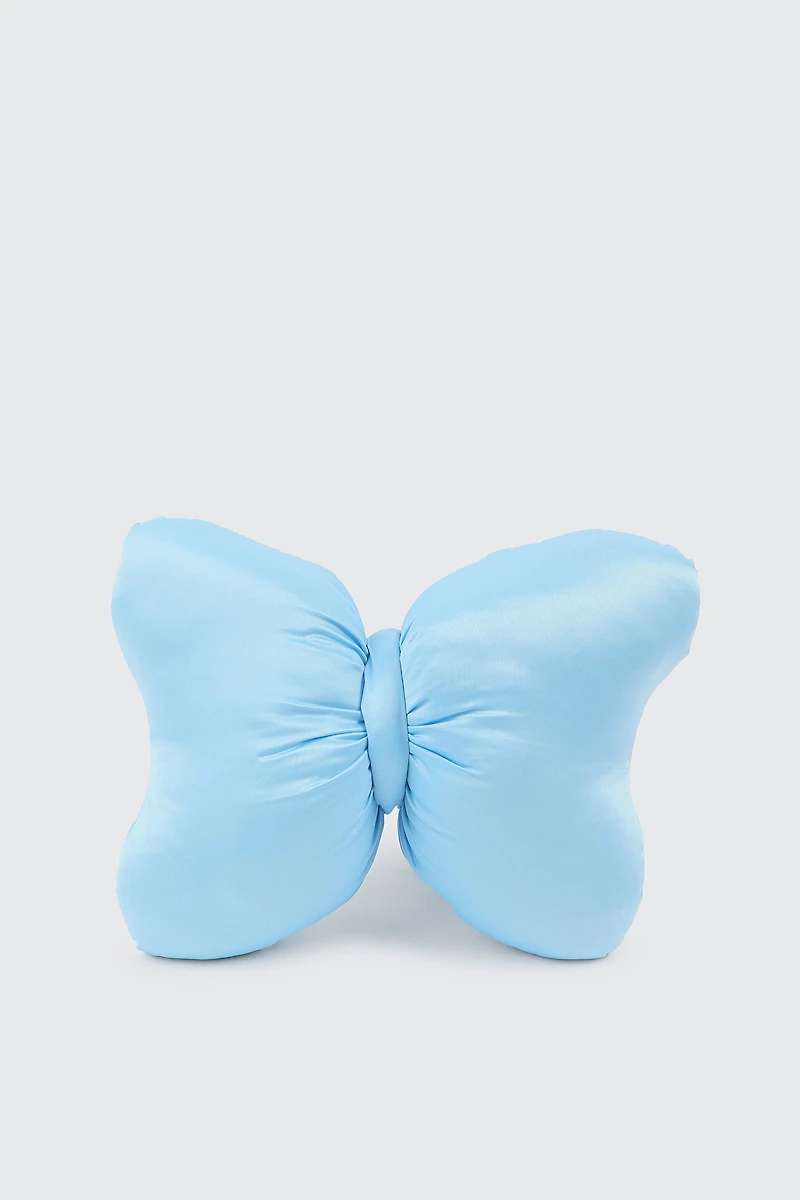 Ardene Satin Bow Pillow in Light Blue | Polyester