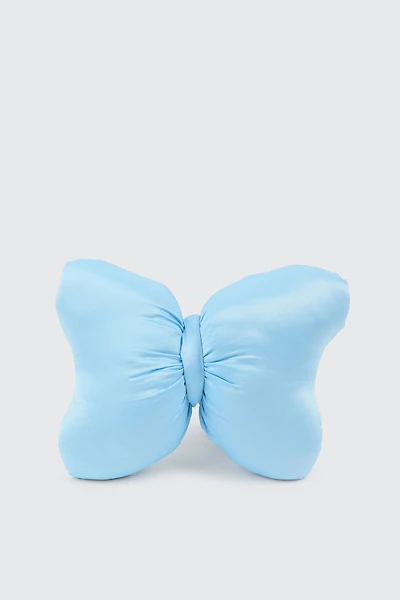 Ardene Satin Bow Pillow in Light Blue | Polyester