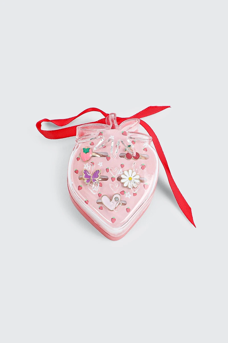 Ensemble de 5 bagues fraise