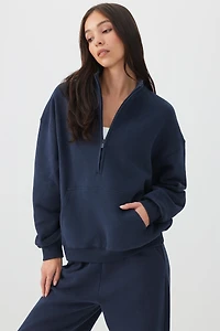 Ardene MADESOFT? Fleece Oversized Half Zip Sweatshirt in Midnight Sky | Size | Polyester/Cotton | Eco-Conscious