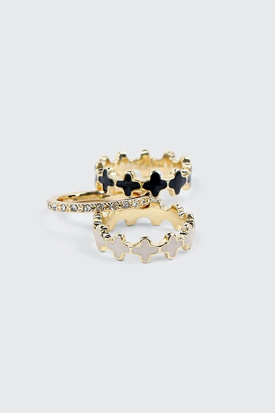 Ardene 3-Pack 14K Gold Plated Clover Rings | Size