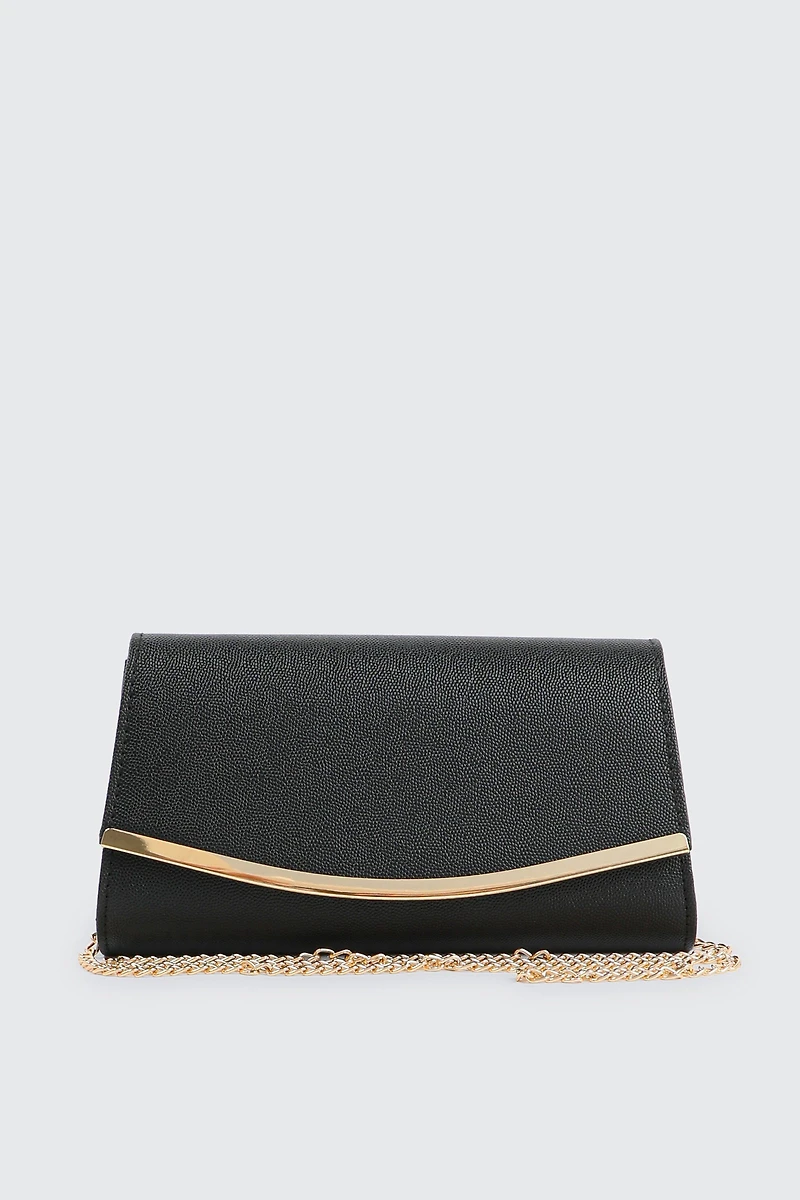 Ardene Enveloppe Clutch in Black | Faux Leather/Polyester