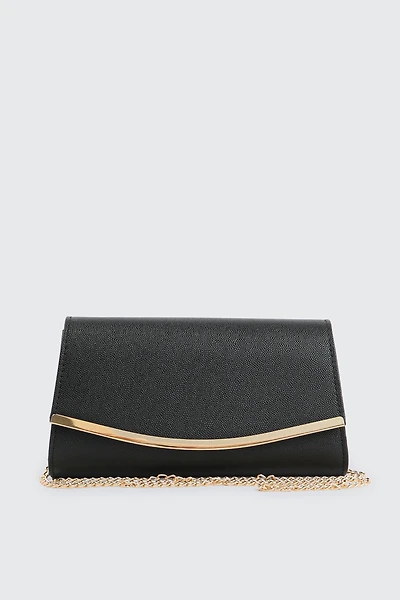 Ardene Enveloppe Clutch in Black | Faux Leather/Polyester
