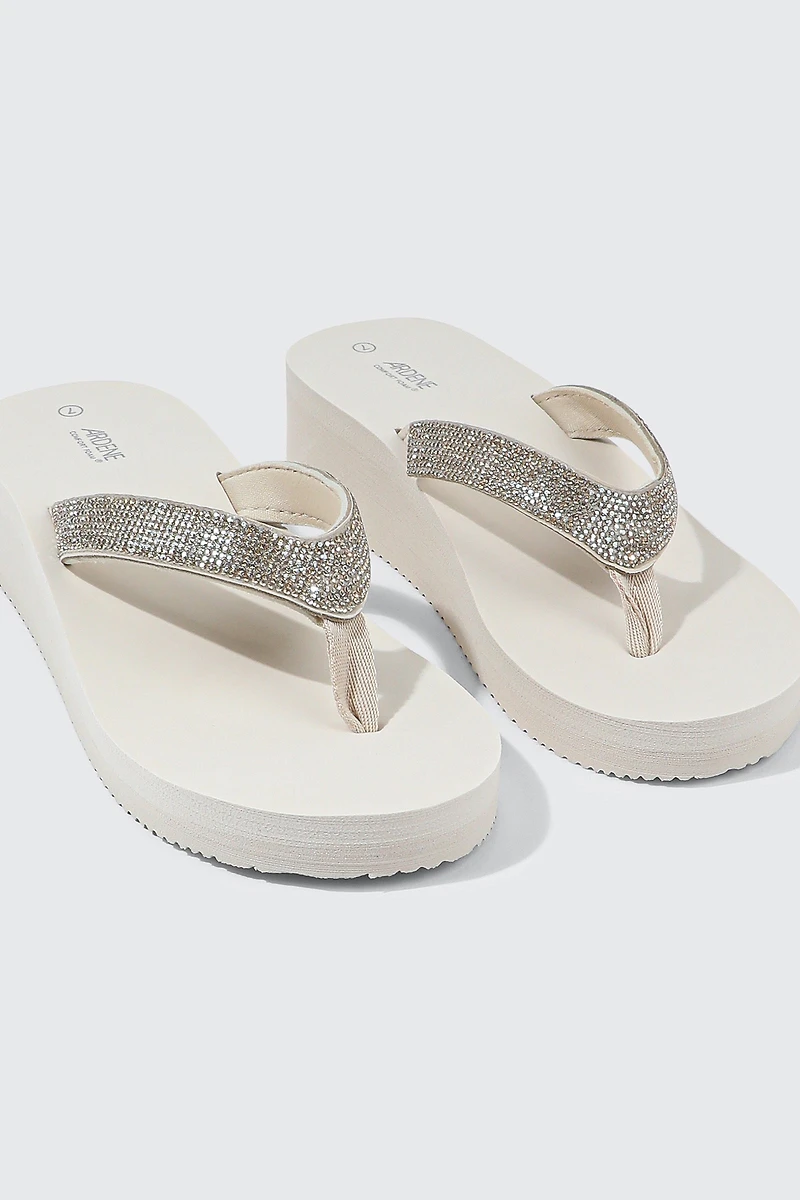 Sandales de plage compensées à strass