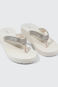 Sandales de plage compensées à strass