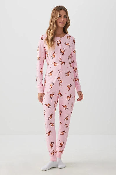 Ardene HUSHKNIT Onesie PJs in Light Pink | Size | Polyester/Elastane | Eco-Conscious