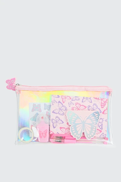 Ardene Kids Butterfly Stationery Set in Light Pink
