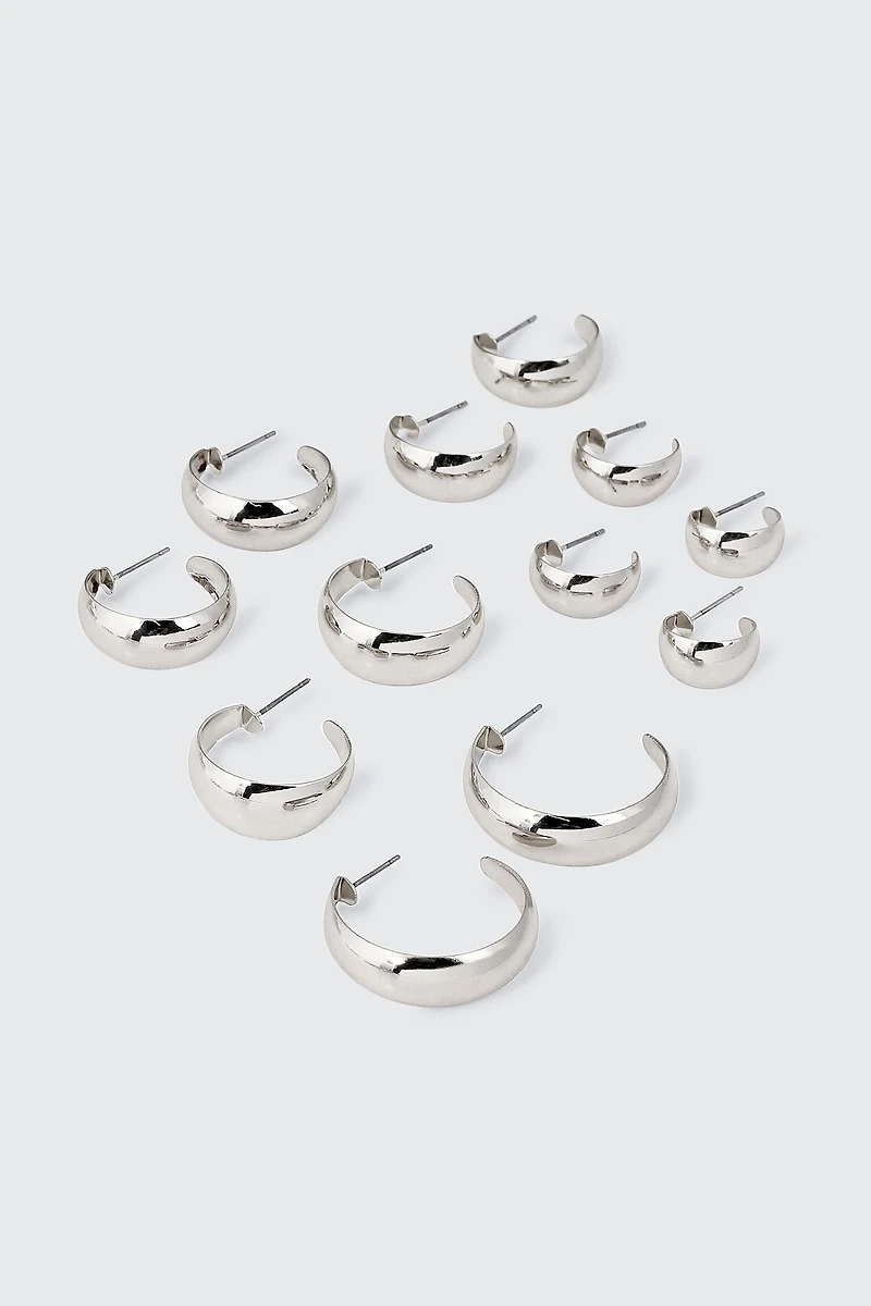 Ardene 6-Pack Hoop Earrings in Silver | Stainless Steel
