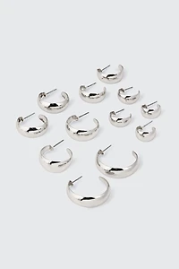 Ardene 6-Pack Hoop Earrings in Silver | Stainless Steel