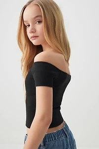 Ardene Kids Off Shoulder Top in | Size | Spandex/Cotton