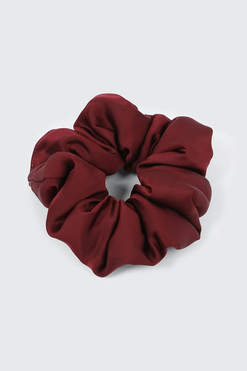 Ardene Satin Scrunchie in Burgundy | Polyester