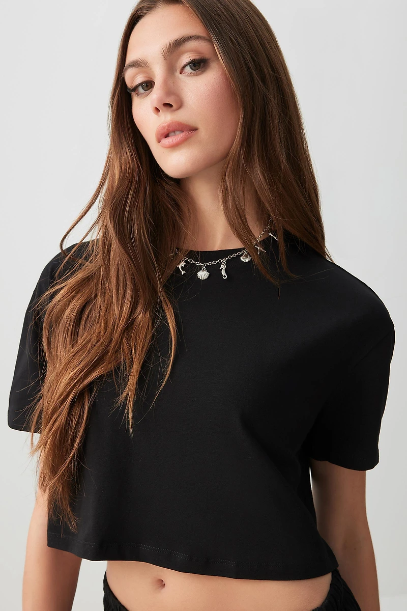 Ardene Basic Ultra Crop Boxy T-Shirt in | Size | Cotton/Elastane | Eco-Conscious