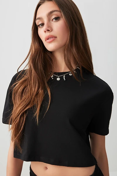 Ardene Basic Ultra Crop Boxy T-Shirt in | Size | Cotton/Elastane | Eco-Conscious