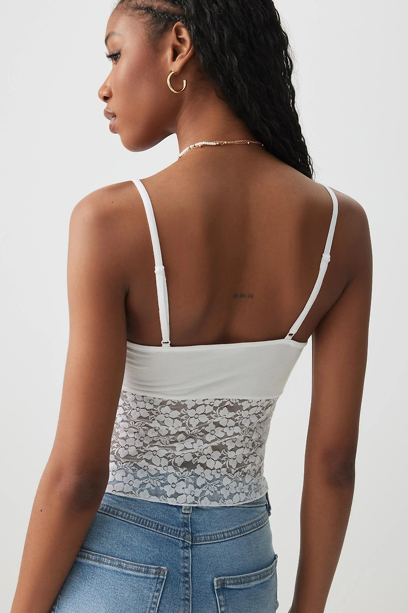 Camisole en dentelle et jersey
