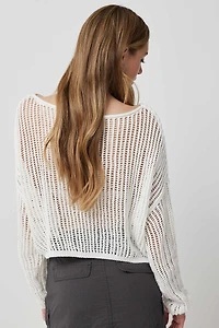 Pull carré à maille ouverte