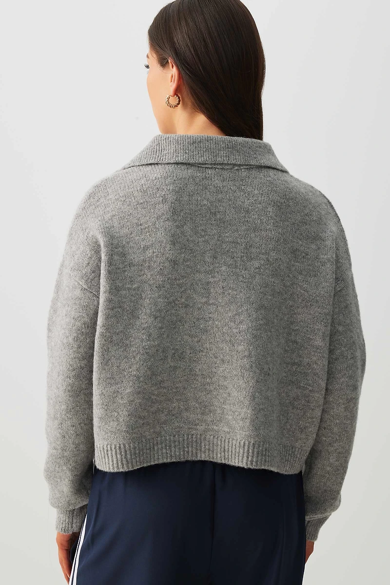 Chandail col Johnny en tricot point de riz