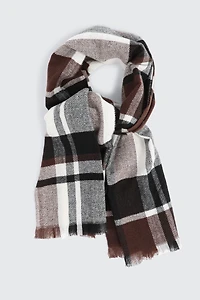 Ardene Checkered Scarf in Brown | Polyester