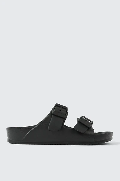 Ardene Two-Strap Sandals in Black | Size 10 | Eco-Conscious
