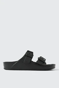 Ardene Two-Strap Sandals in Black | Size 10 | Eco-Conscious