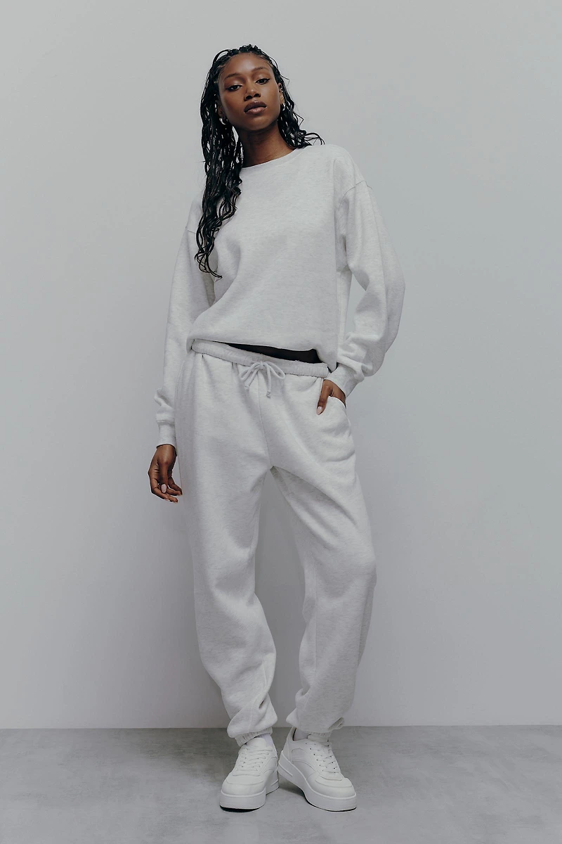Ardene MADESOFT Fleece Baggy Sweatpants in Fog Grey | Size | Polyester/Cotton | Eco-Conscious
