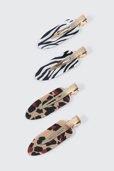 Lot de 4 pinces à cheveux à motifs animaliers