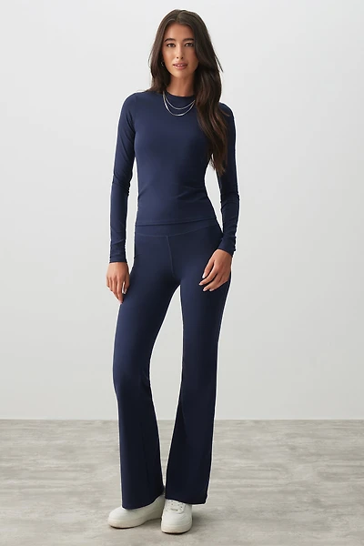 Ardene Butter Flare Leggings in Dark Blue | Size | Nylon/Elastane