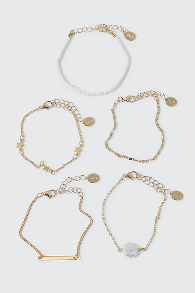 Ardene 5-Pack Star Charm Bracelets in Gold