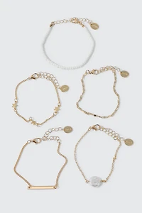 Ardene 5-Pack Star Charm Bracelets in Gold