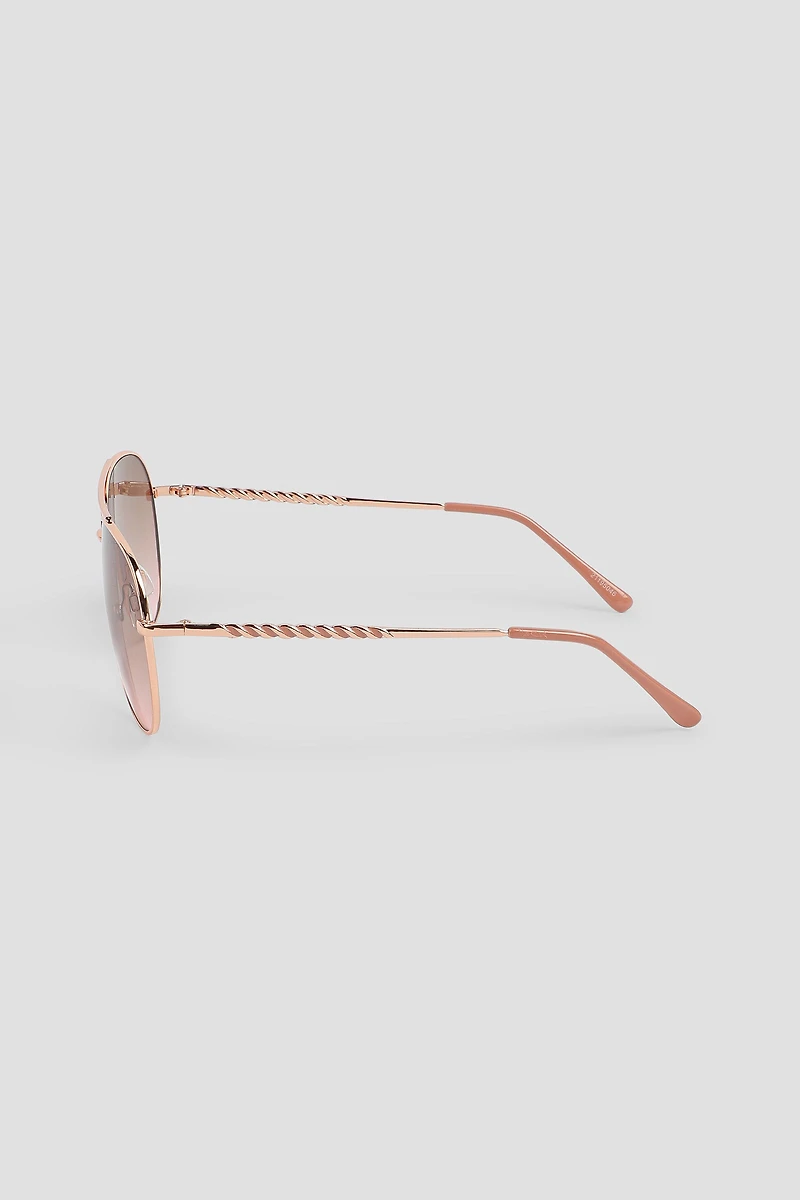 Lunettes de soleil aviateur à détail torsadé