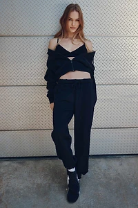 Ardene MADESOFT Fleece Baggy Sweatpants in All-Nighter Black | Size | Polyester/Cotton | Eco-Conscious