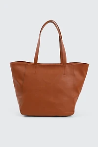 Ardene Faux Leather Tote Bag in Cognac | 100% Recycled Polyester/Faux Leather | Eco-Conscious