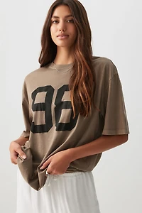 Ardene Oversized Graphic T-Shirt in Brown | Size | 100% Cotton