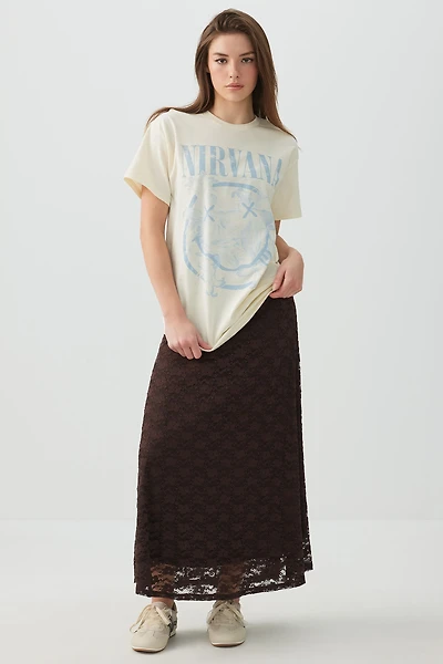 Ardene Lace Maxi Dress in Brown | Size | Polyester/Spandex