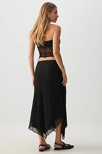 Jupe midi asymétrique en dentelle