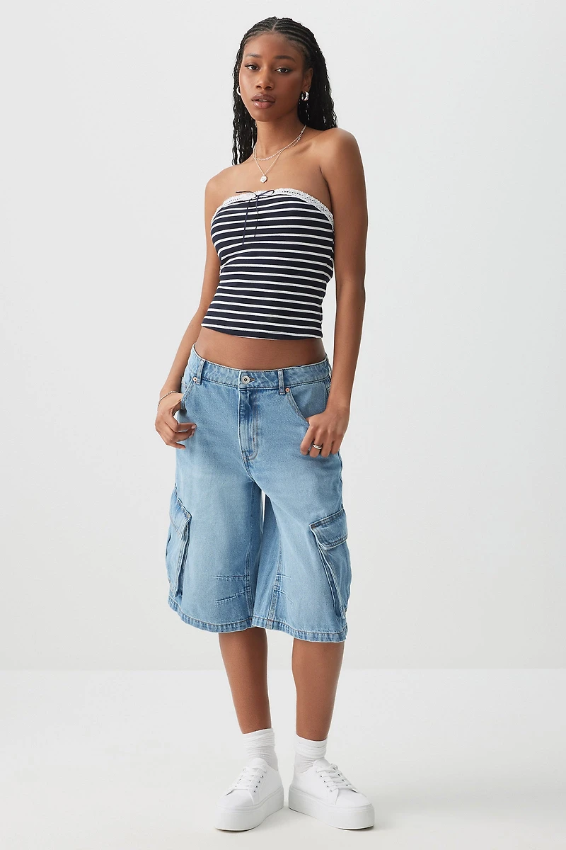 Haut tube rayé à boucle