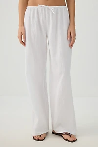 Pantalon taille mi-haute à jambe large