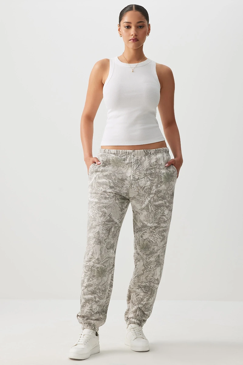 Ardene Baggy Camouflage Sweatpants in Grey | Size | Polyester/Cotton | Fleece-Lined