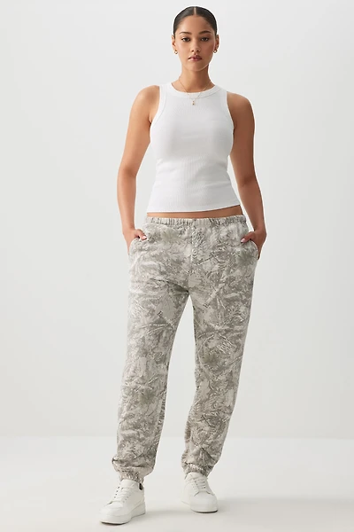 Ardene Baggy Camouflage Sweatpants in Grey | Size | Polyester/Cotton | Fleece-Lined