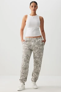 Ardene Baggy Camouflage Sweatpants in Grey | Size | Polyester/Cotton | Fleece-Lined